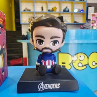 Captain America Steve Rogers Bobblehead Action Toy With Mobile Stand